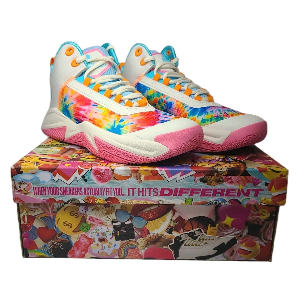 Moolah Kicks Press Break V2 Kids Basketball Shoes Tie Dye Youth 4.5 NEW